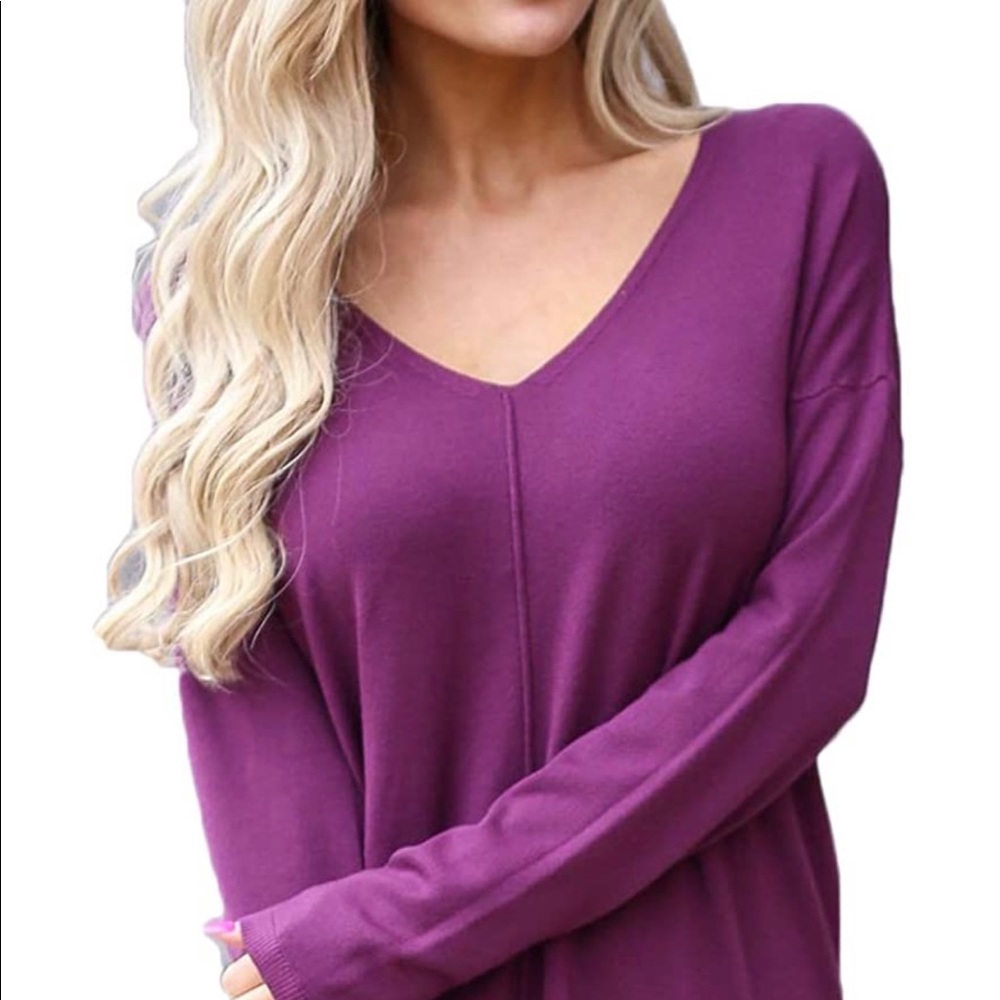 New Choice Loose Fit Long Sleeve V Neck Top Sz XL